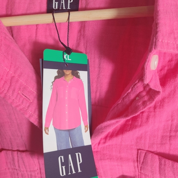 NWT Gap Women's cotton Gauze Button Front Shirt Pink XL - Picture 5 of 5